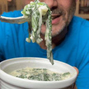 A scoop of creamy spinach.