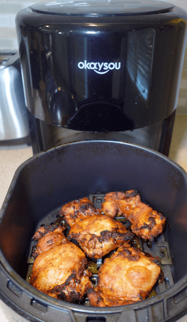 Air frying the chicken for Low Carb Chicken Salad