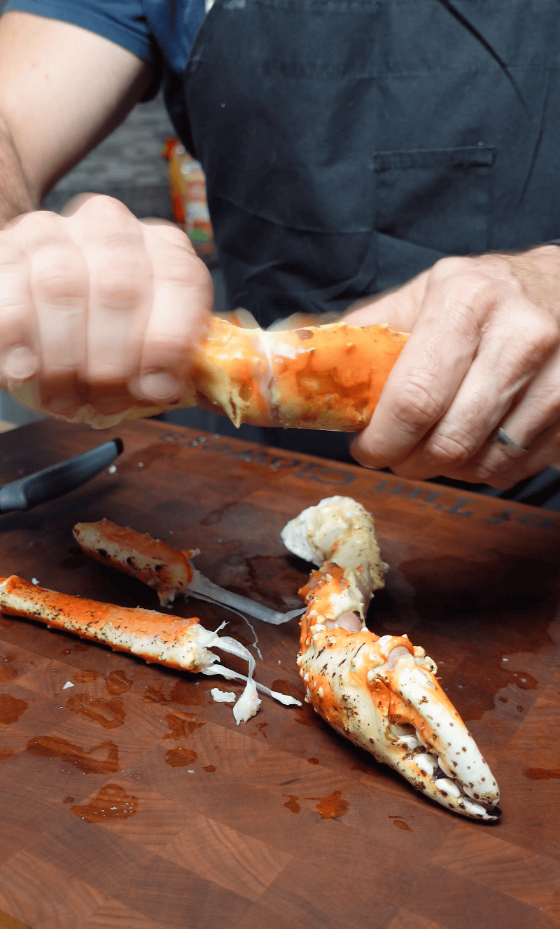 cracking crab legs for crab roll recipe