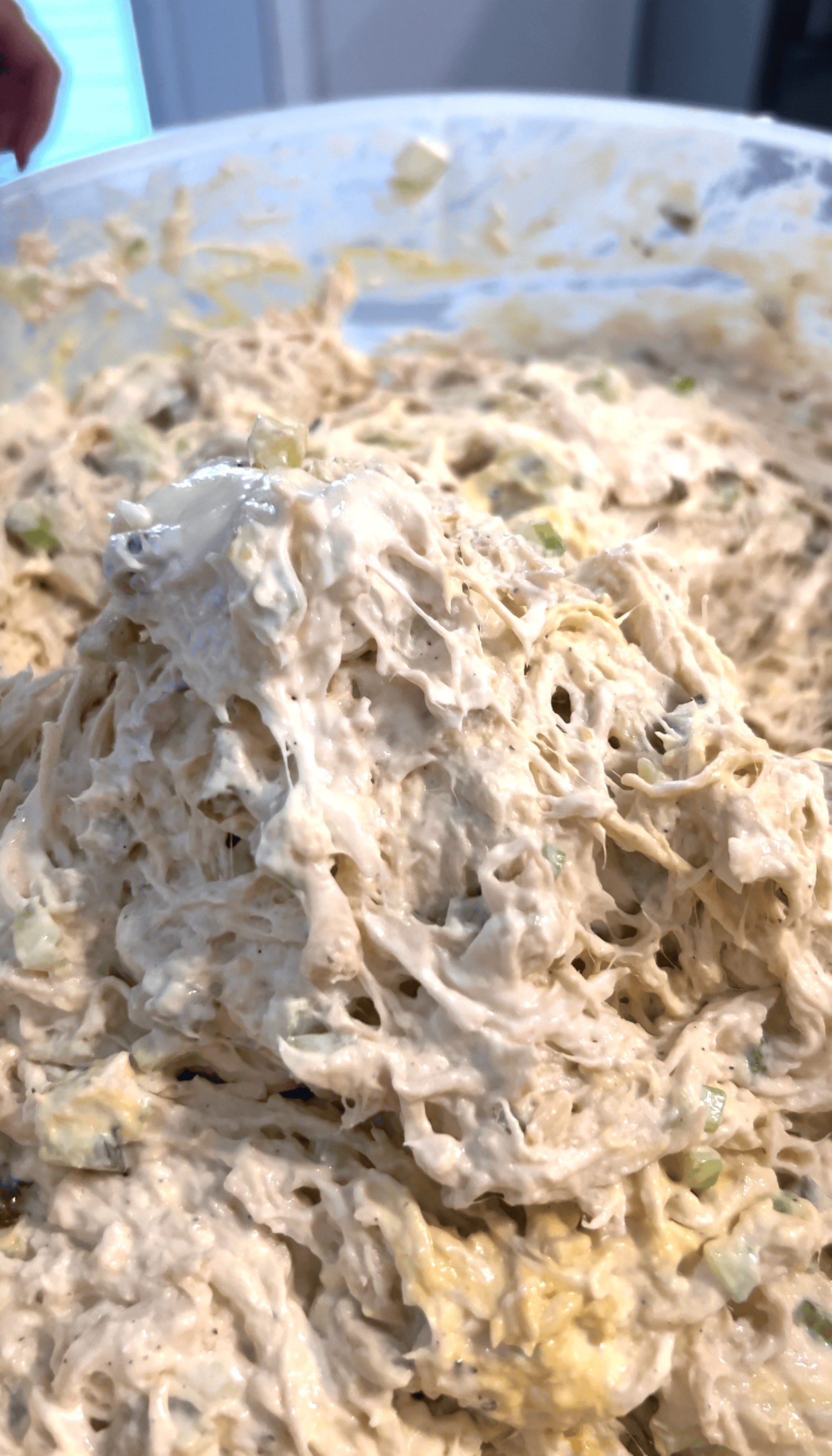 A scoop of chicken salad.