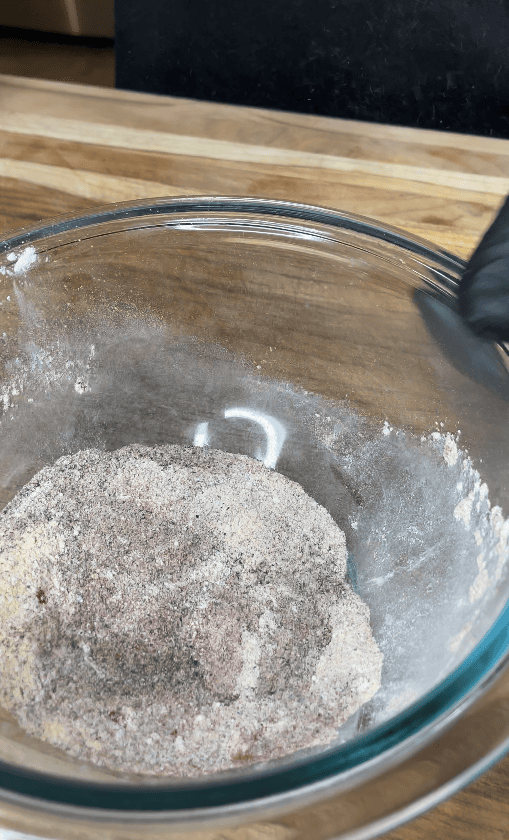 Seasoning in a glass bowl.