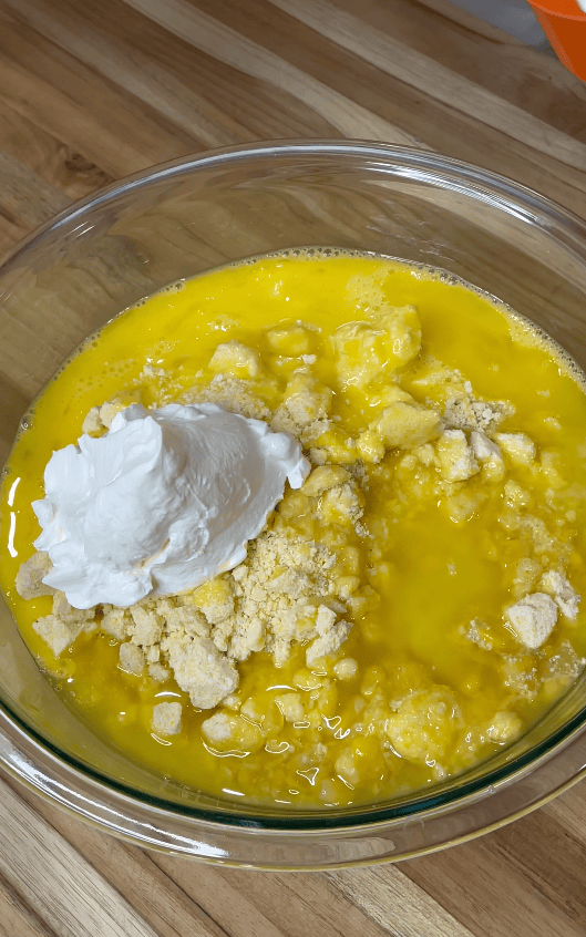 Corn casserole ingredients.