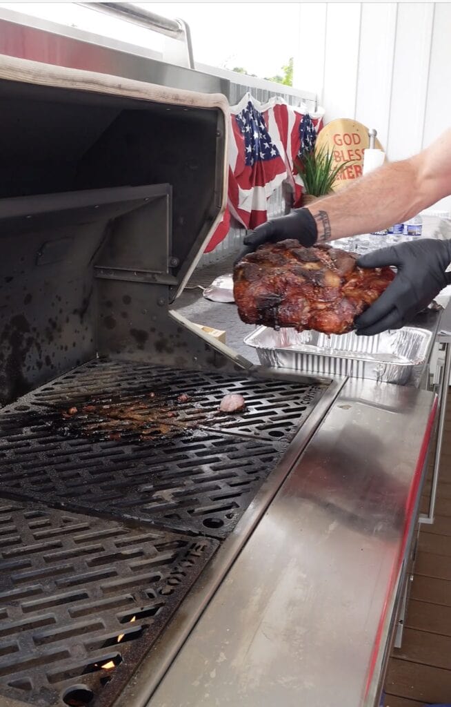 Pork going onto the smoker.