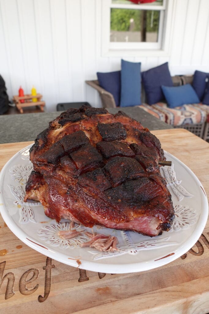 Smoked pork on a plate.