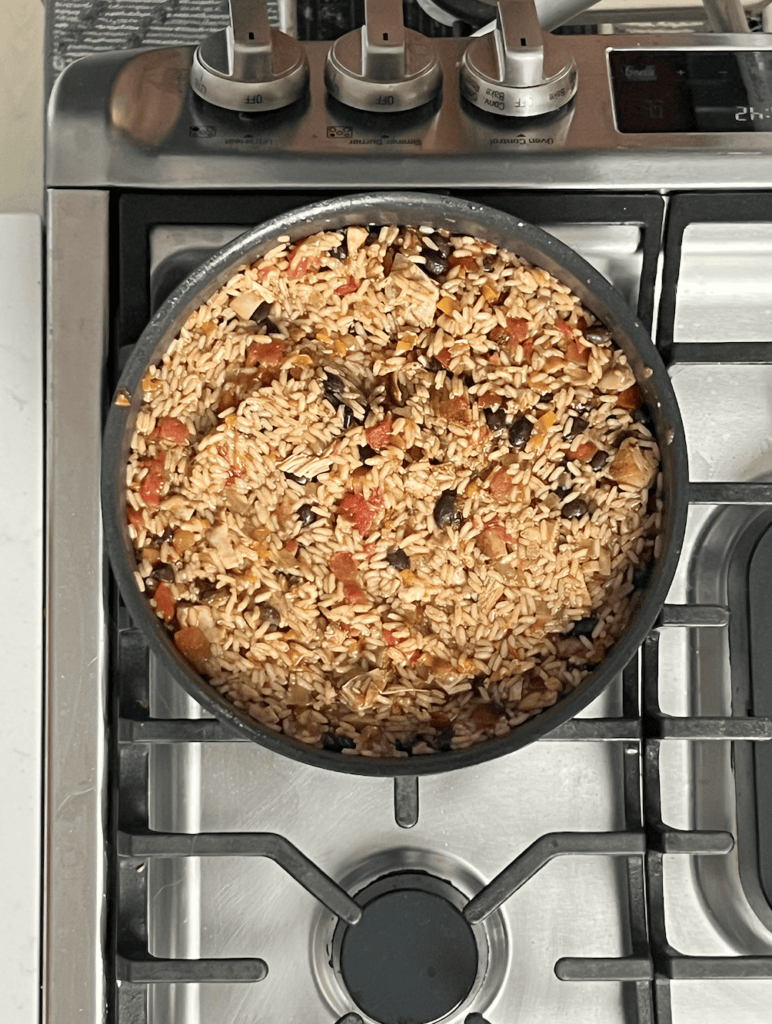 A pot of rice and beans.