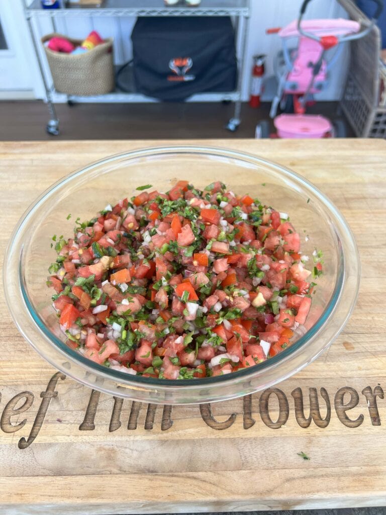 A bowl of fresh salsa.