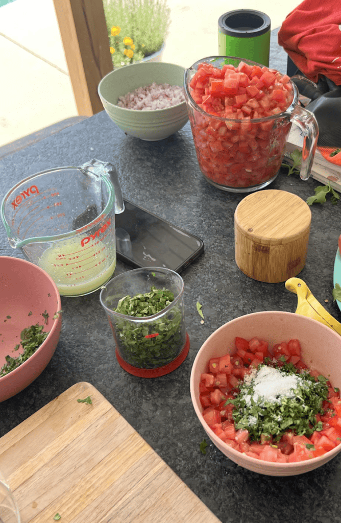 Ingredients for a fresh salsa.
