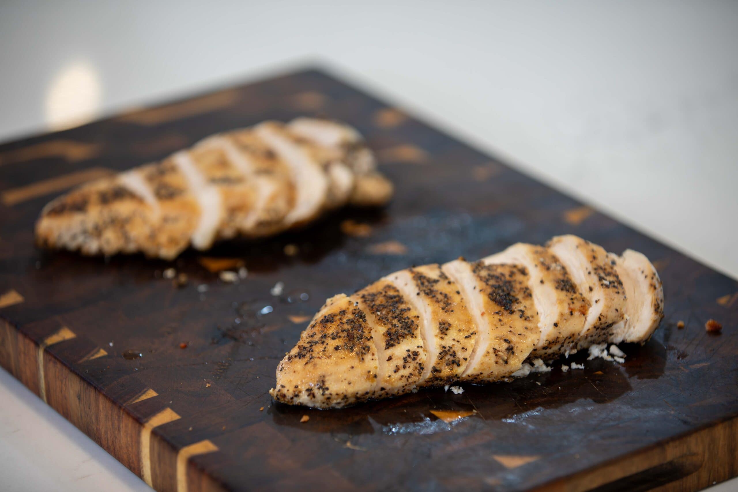 Sliced chicken with pepper.