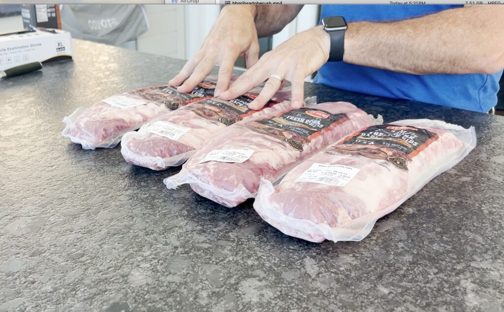 4 packages of pork ribs.