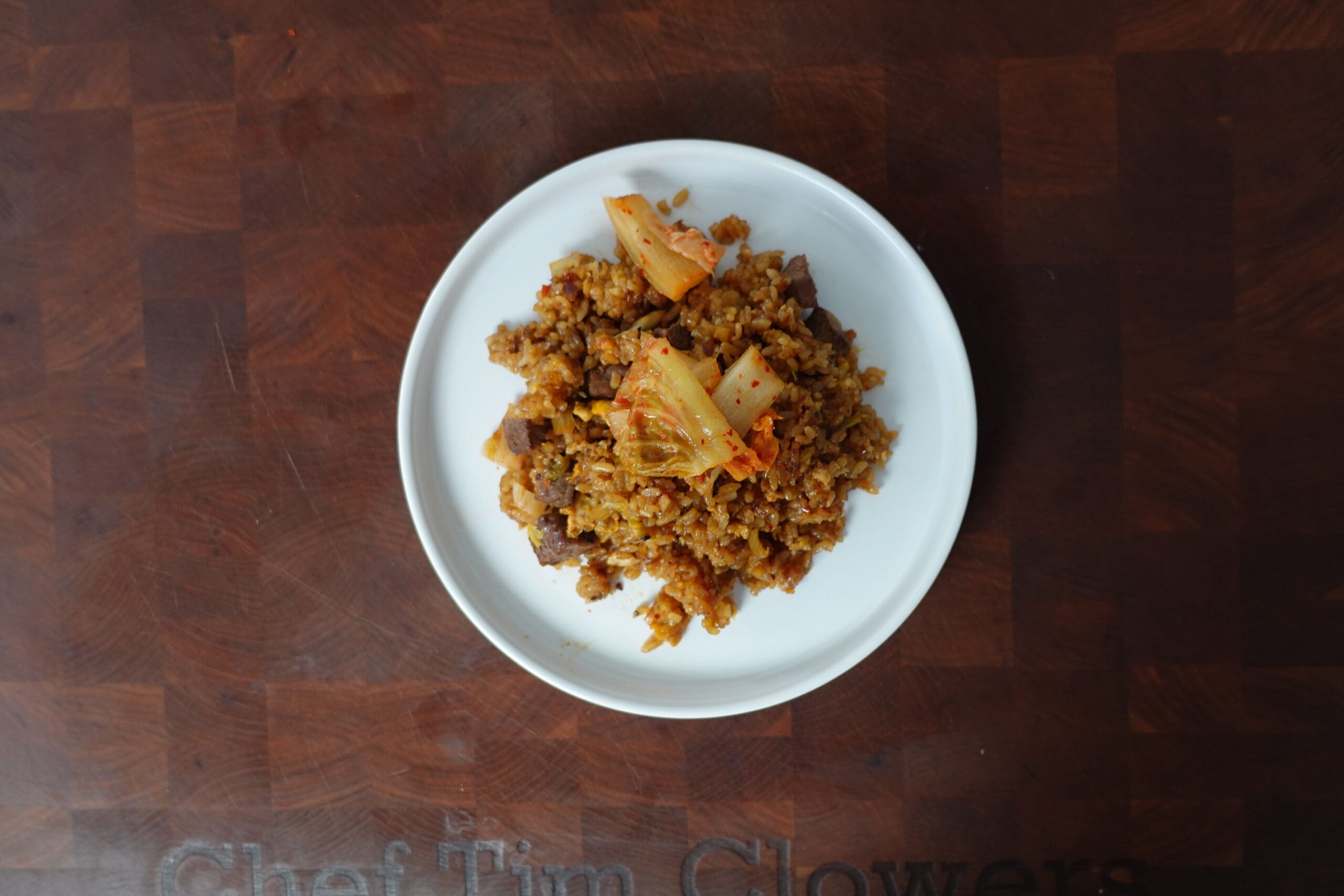 A plate of kimchi fried rice.