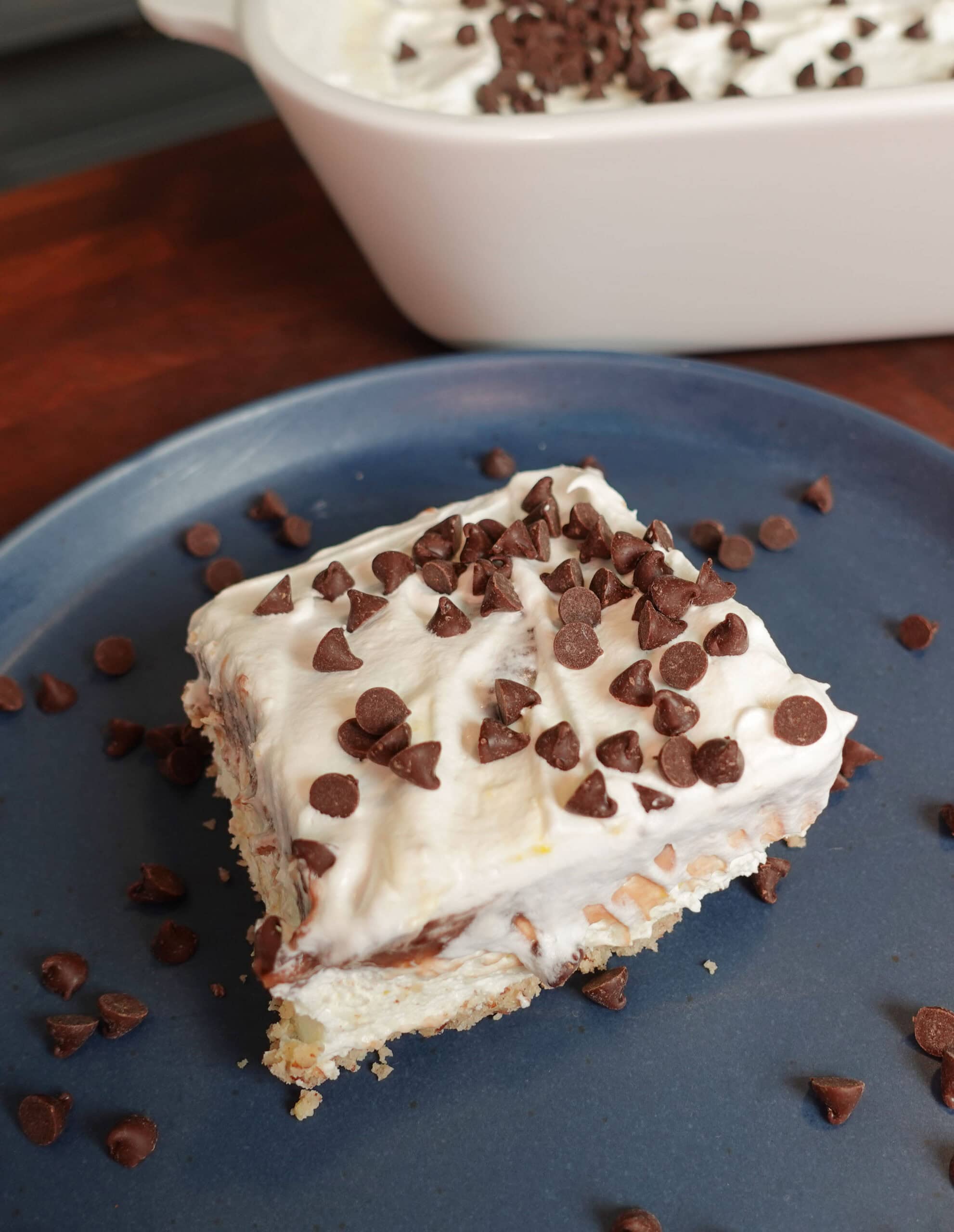 Holy Smoke chocolate dessert with chocolate chips.