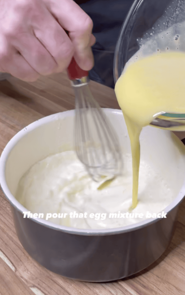 Creme brûlée mixture in a bowl.