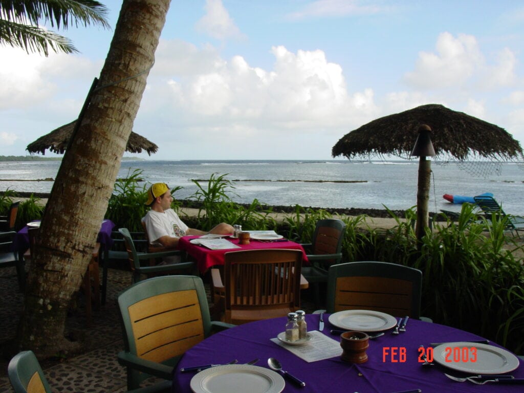 Tim at a beach restaurant.