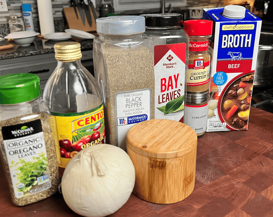 Ingredients for birria tacos.