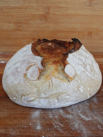 Sourdough bread with a crust.