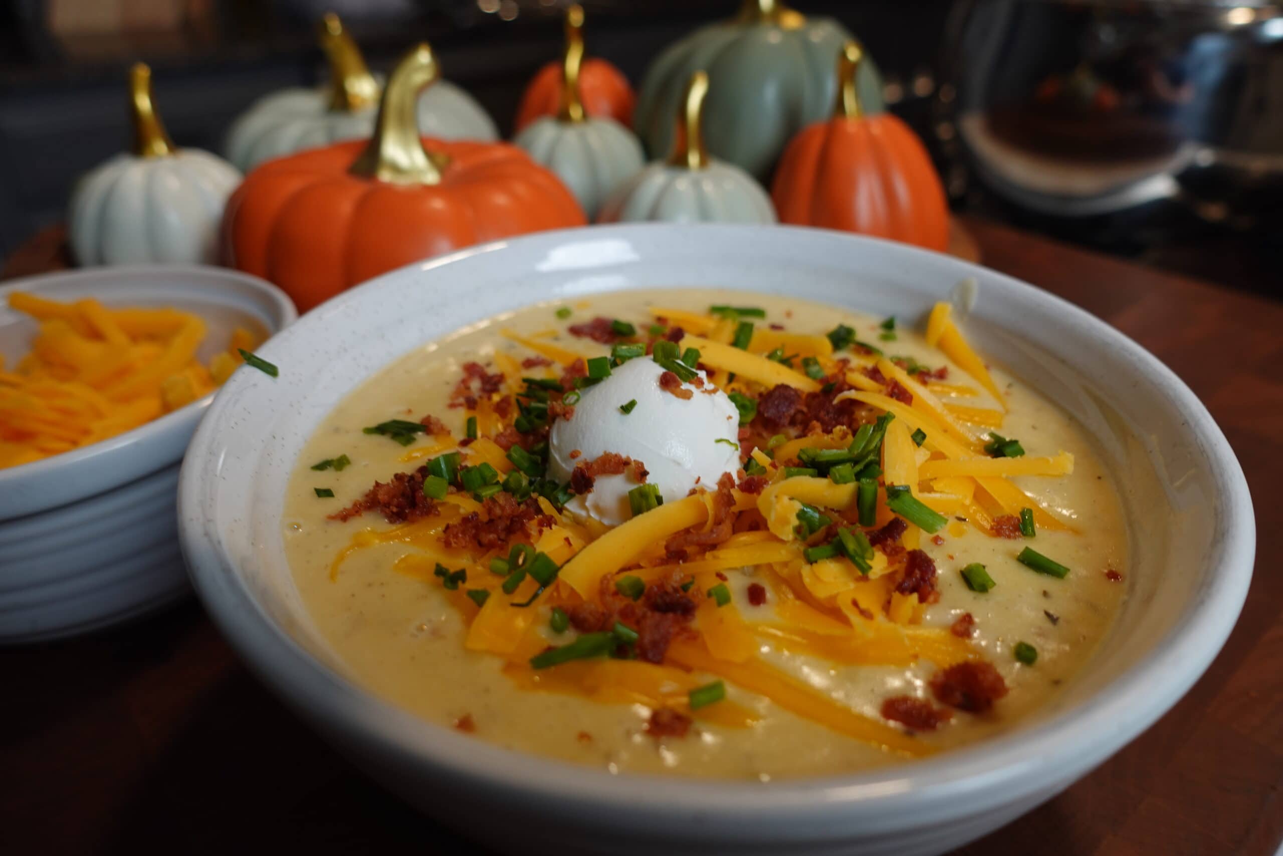 Potato soup with cheese and sour cream.