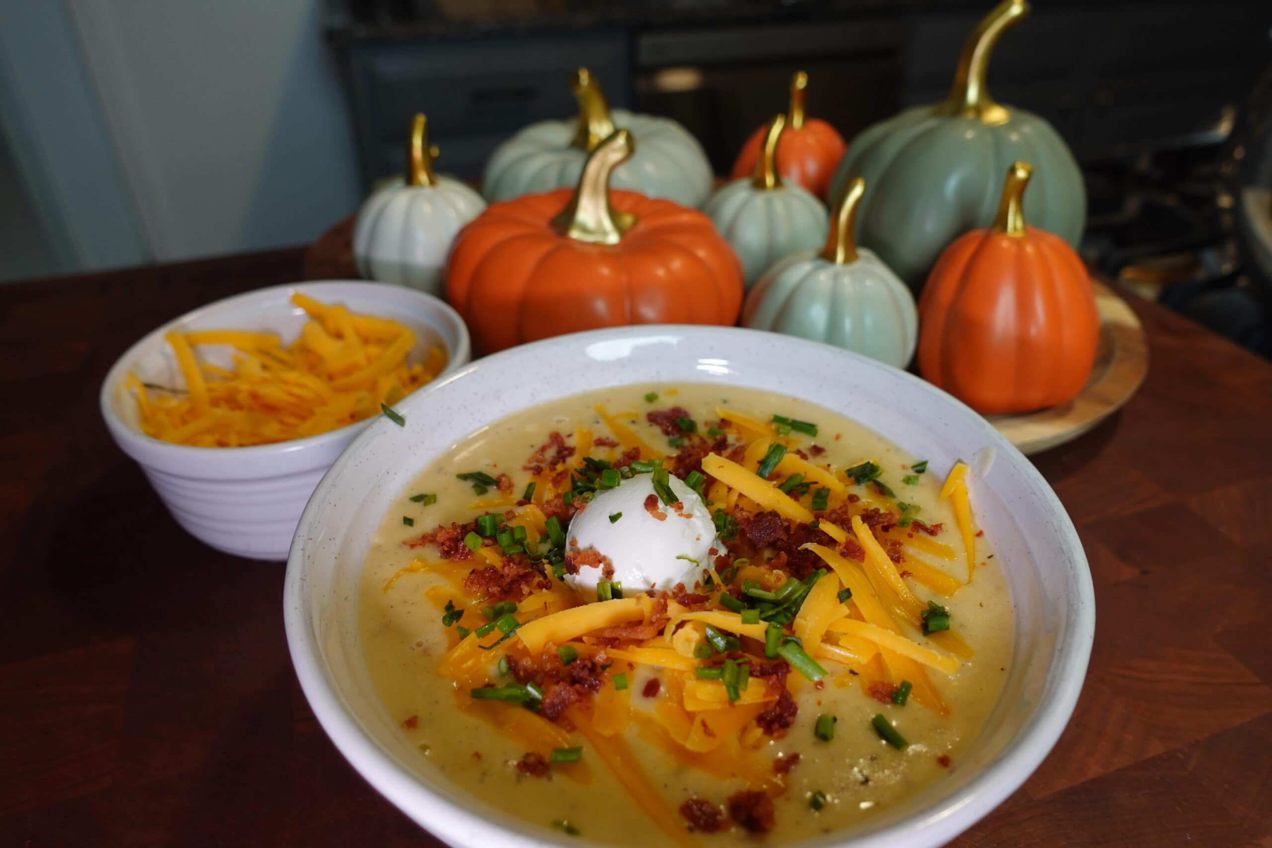 Potato soup with cheese and sour cream.