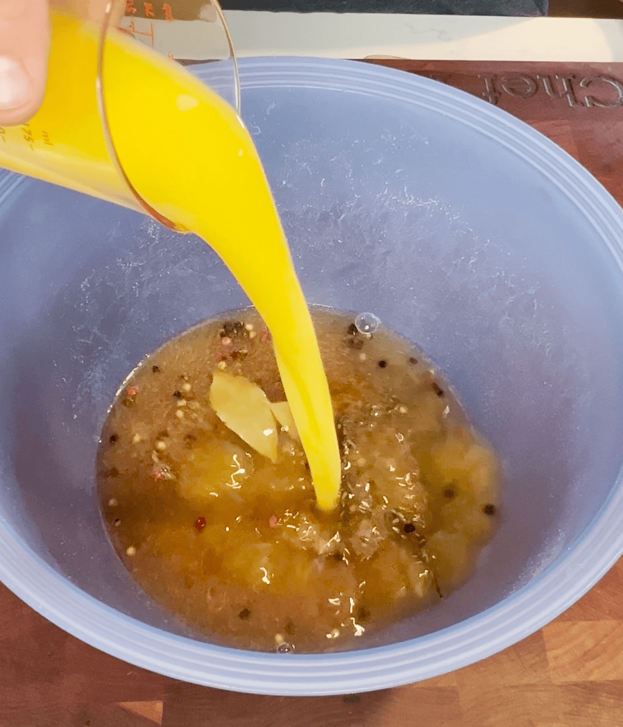 Ingredients in a bowl for a brine.