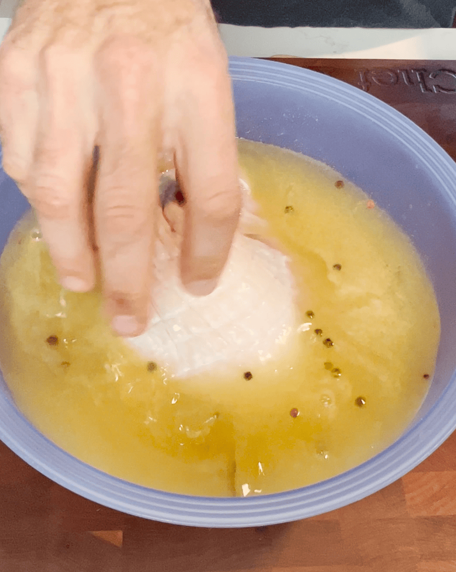 Turkey going into a brine.