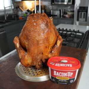 Fried Turkey next to bacon grease.