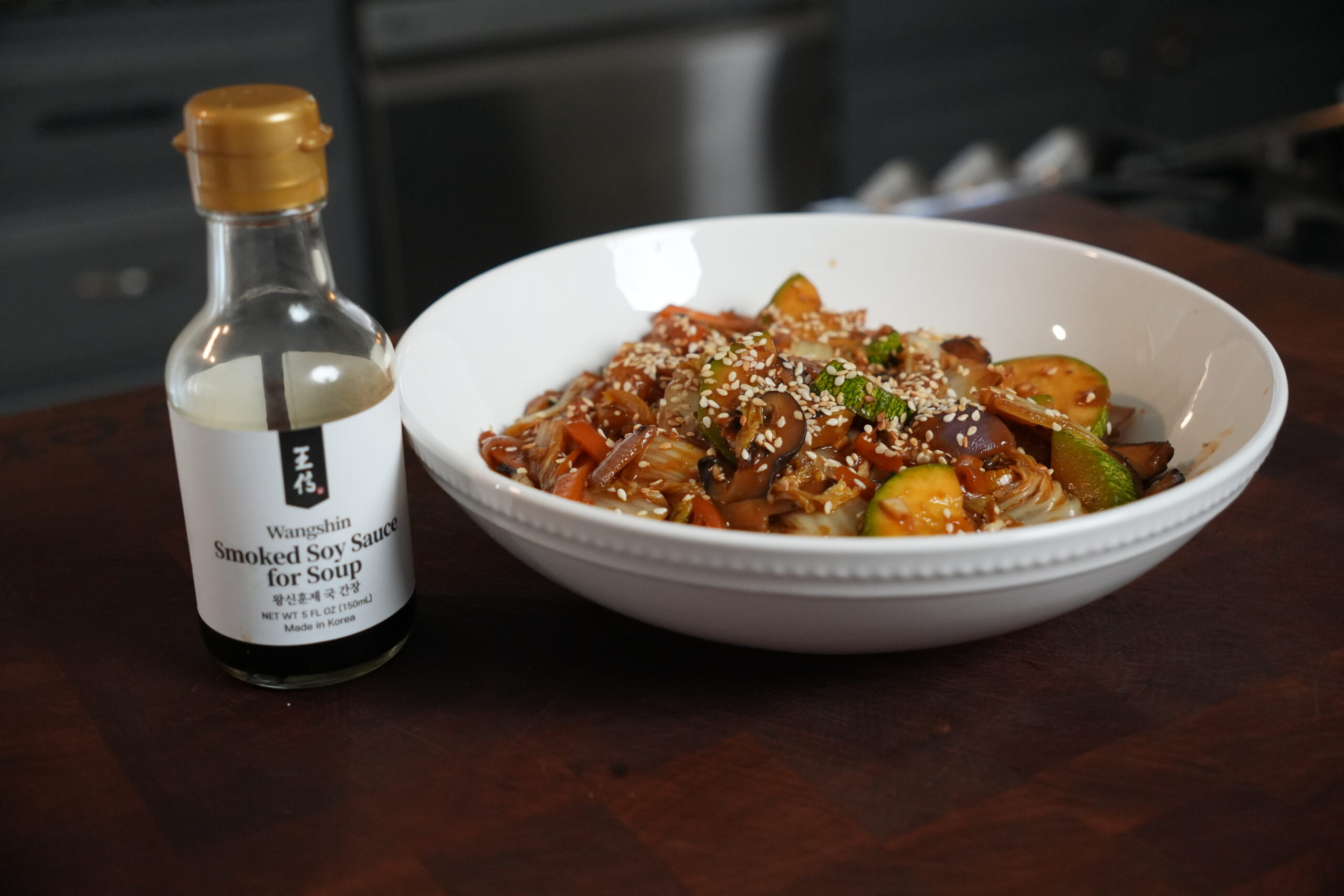korean stir fry with soy sauce.