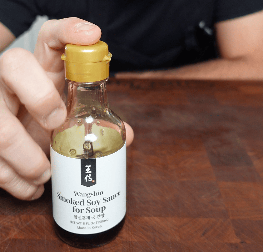 A bottle of Wangshin Smoked Soy Sauce.