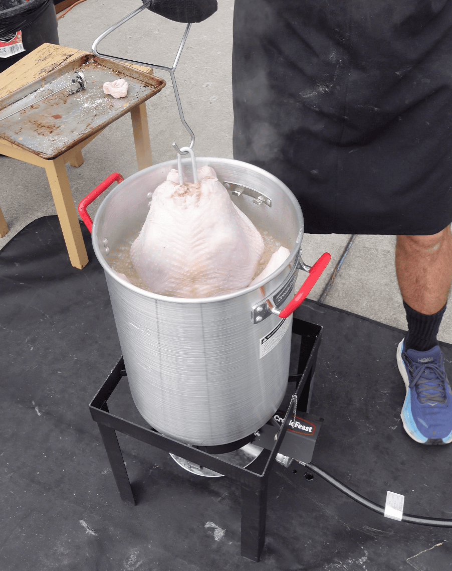 Turkey going into deep frier.