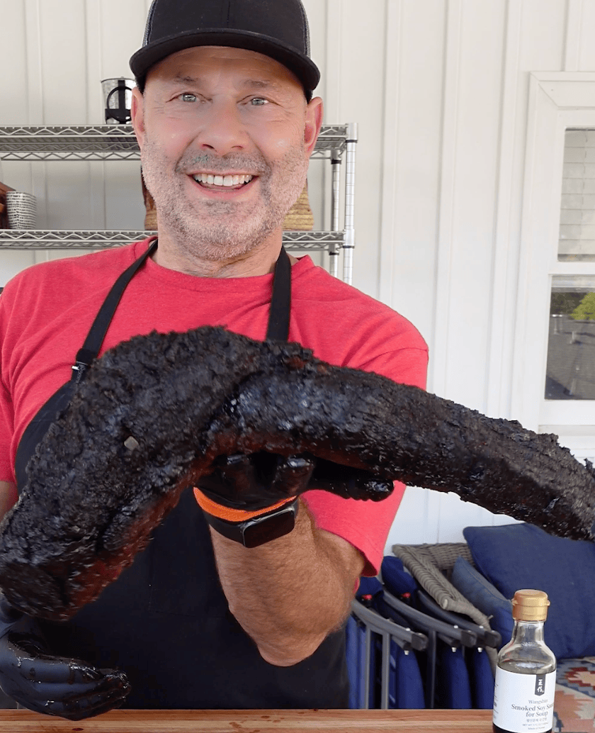 A dark beef brisket.