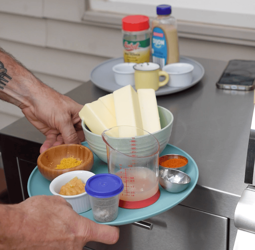 Cowboy Butter Ingredients by a grill.