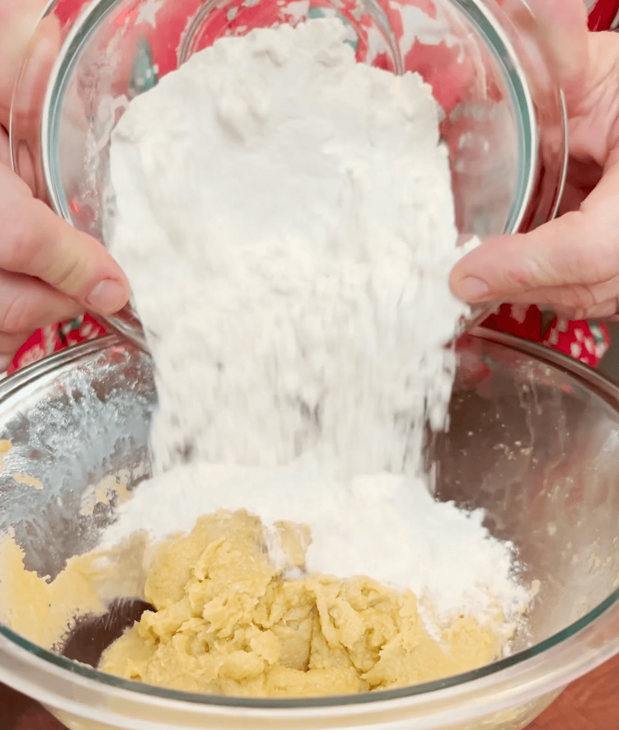 Mixing cookie dough.