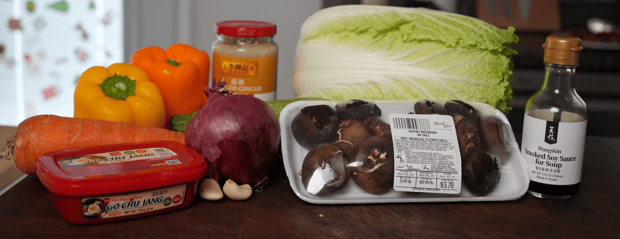 Ingredients for korean stir fry.