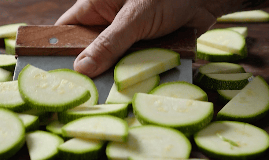 Sliced cucumbers.