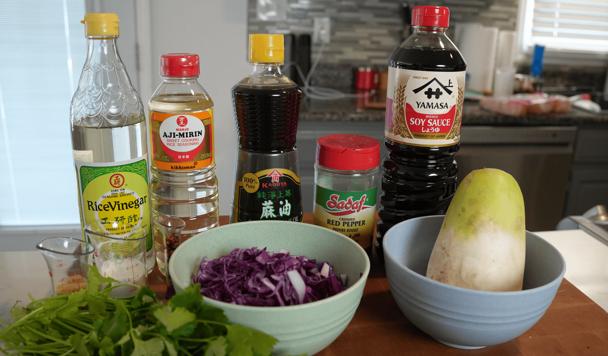 Orange chicken ingredients.