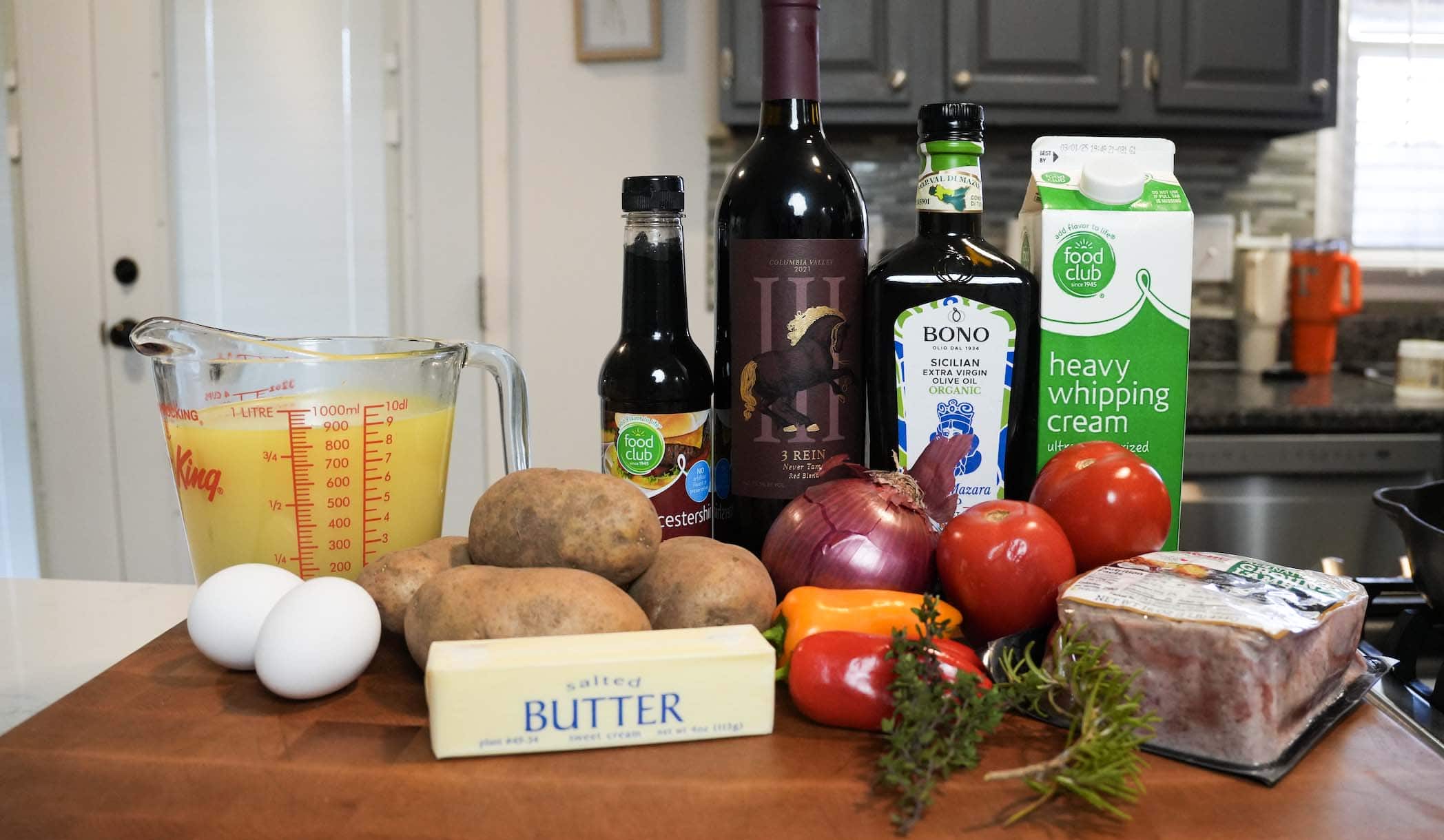 Ingredients for shepherds pie.