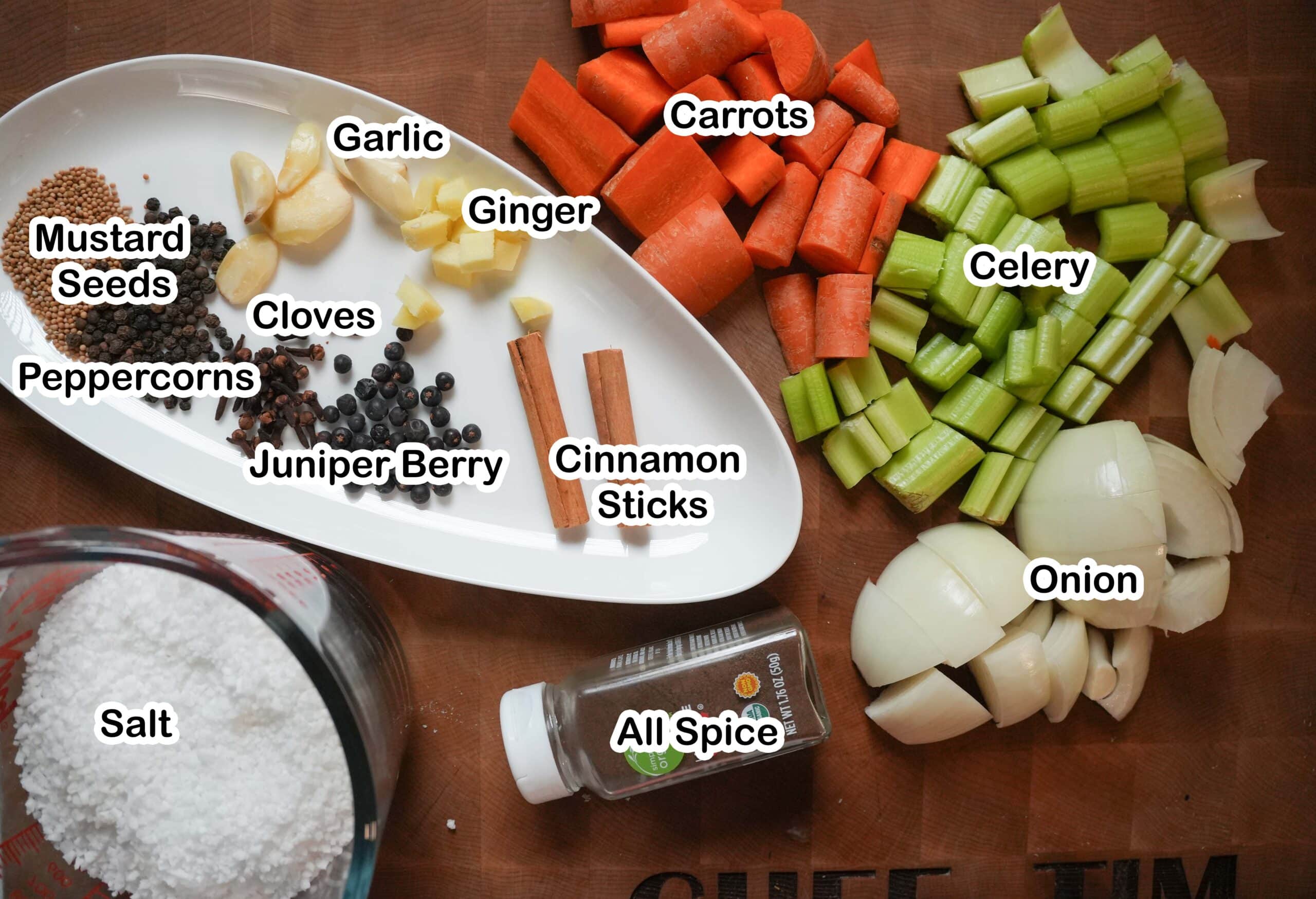 Ingredients to make brine.