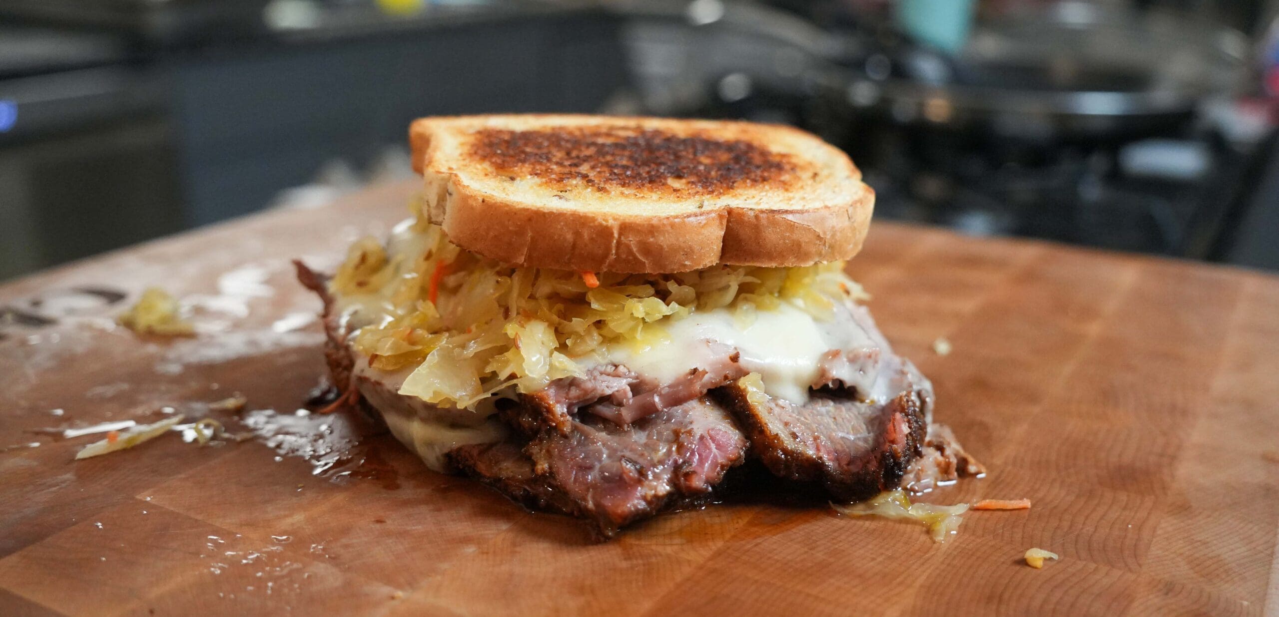 A Corned Beef Reuben Sandwich.