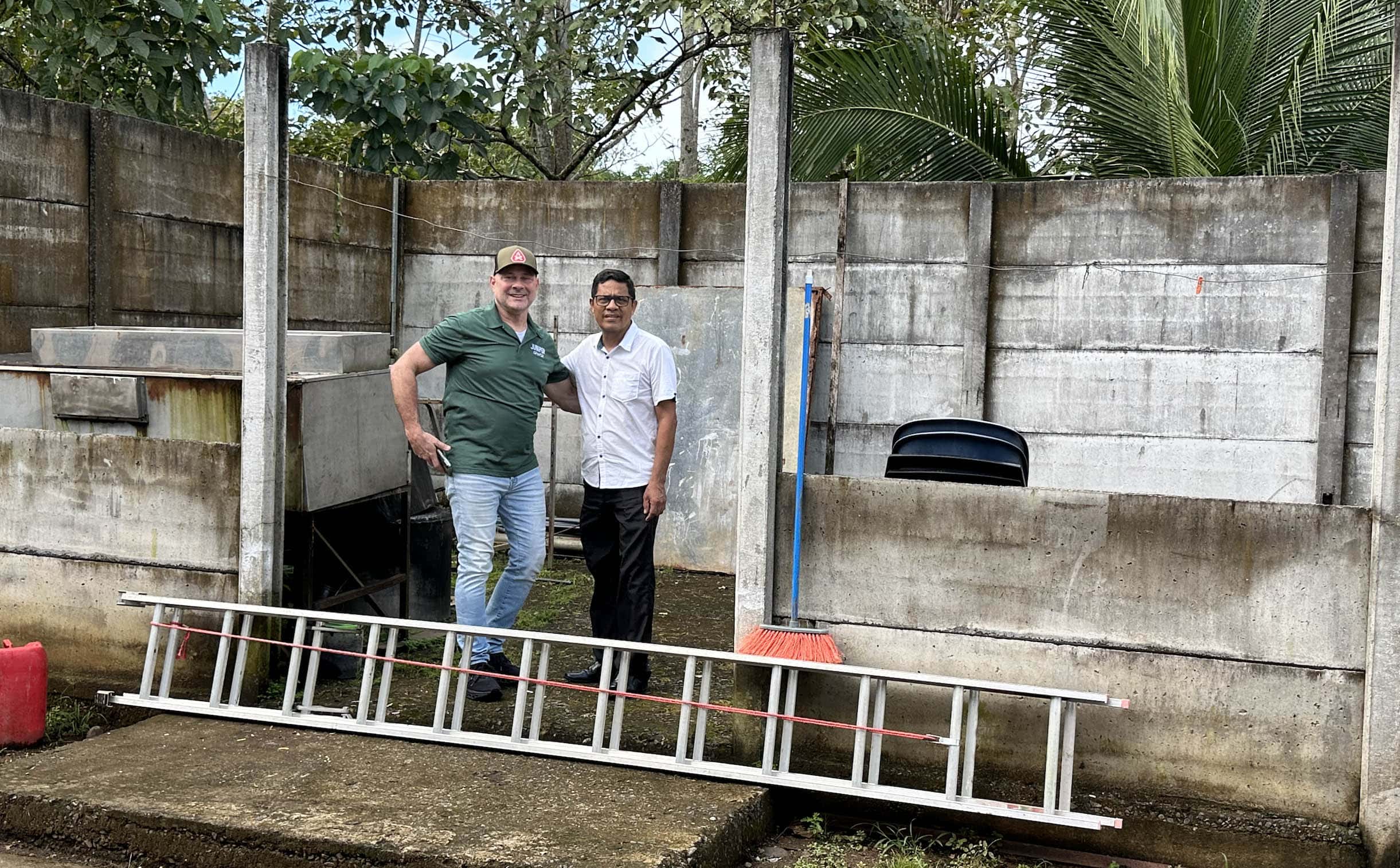 Tim in Costa Rica at the build site for the kitchen