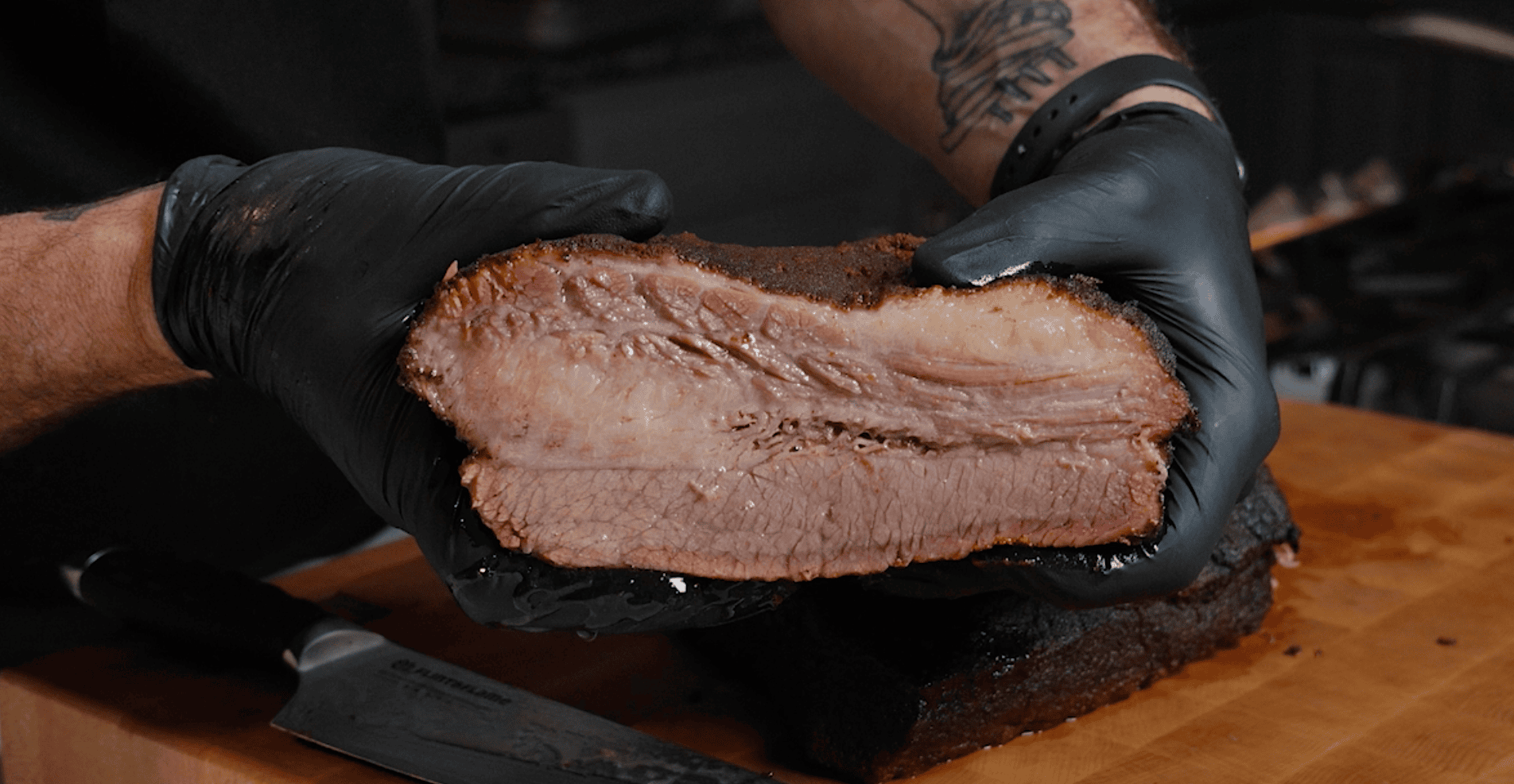 A slice of corned beef brisket.