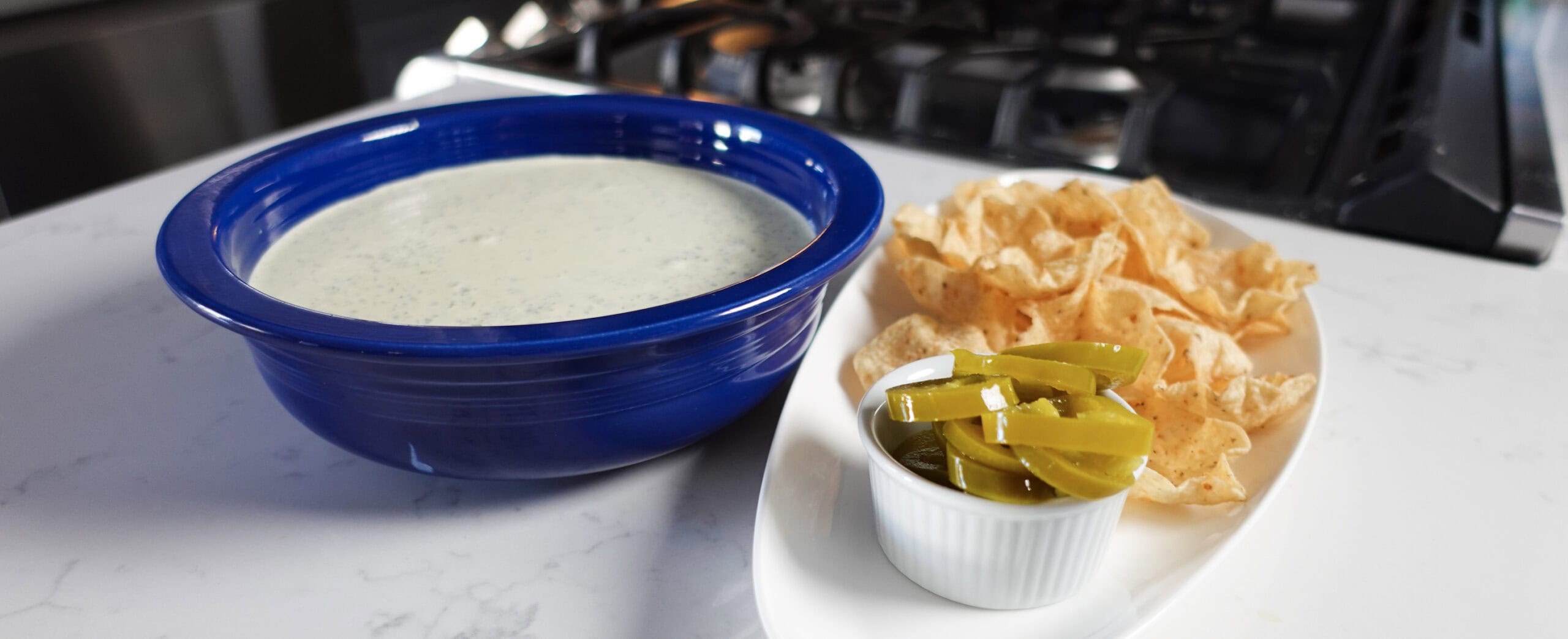 Jalapeno Ranch Crack Dip in a serving bowl
