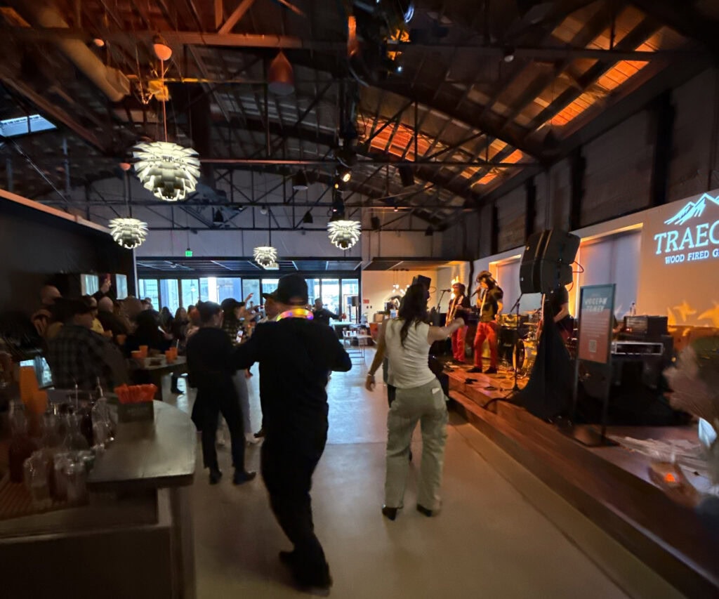 People dancing at a Traeger event in Salt Lake City.