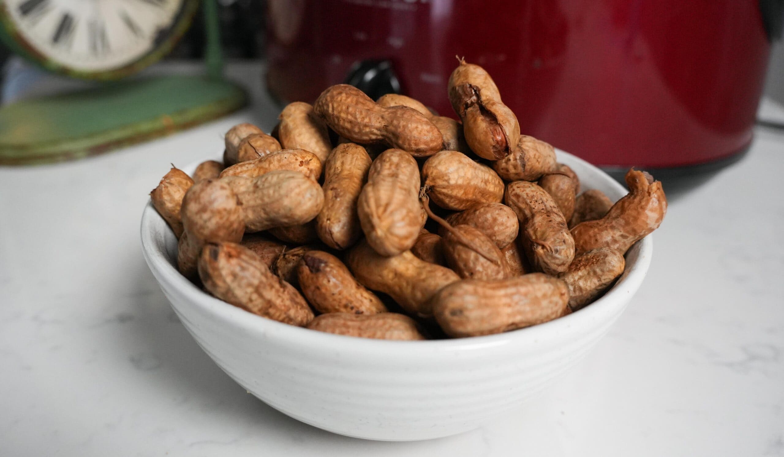 Boiled peanuts in a bowl.