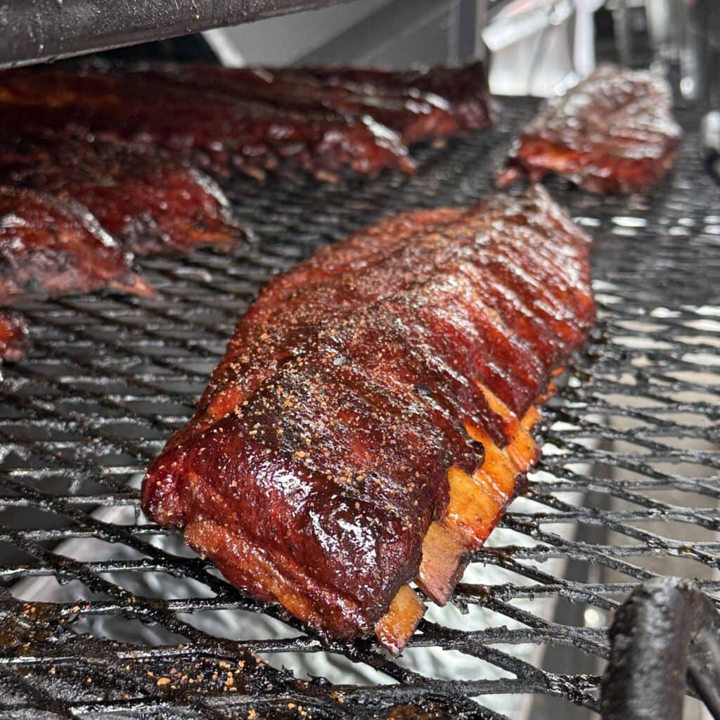 Slab of Ribs on the smoker at Smoke Slam