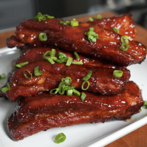BBQ Pork Ribs with chives.