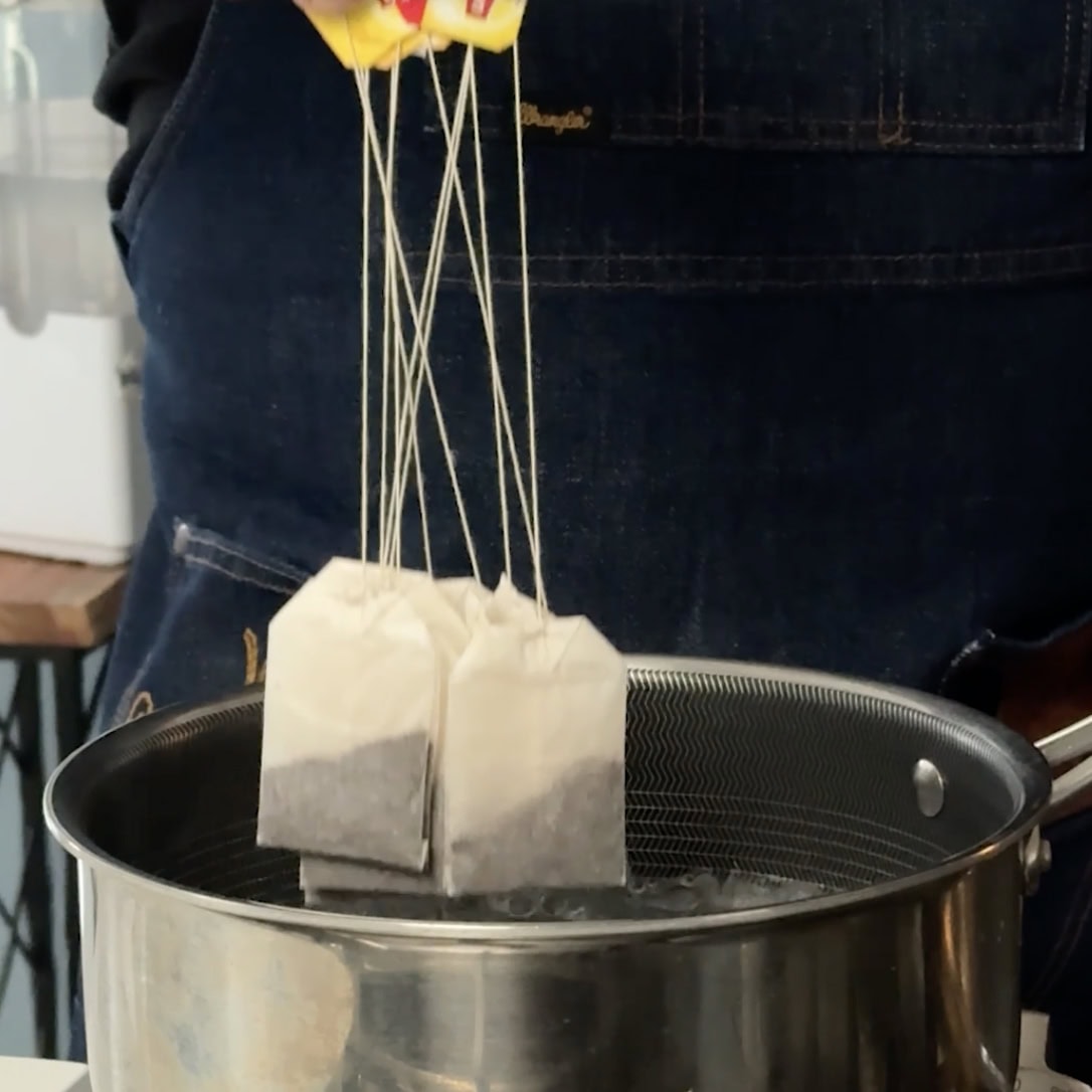 Tea Bags ready to go into the boiling water