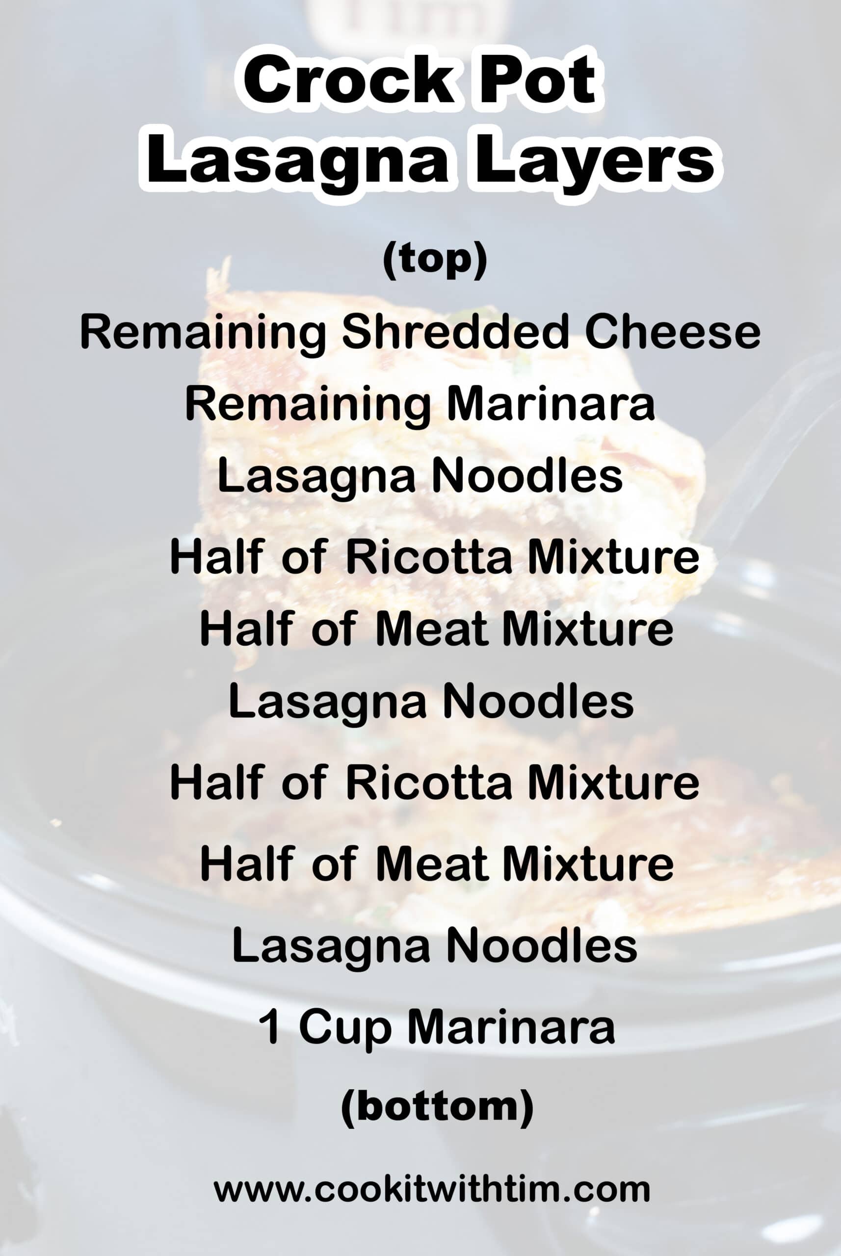 A list of how to layer the lasagna.