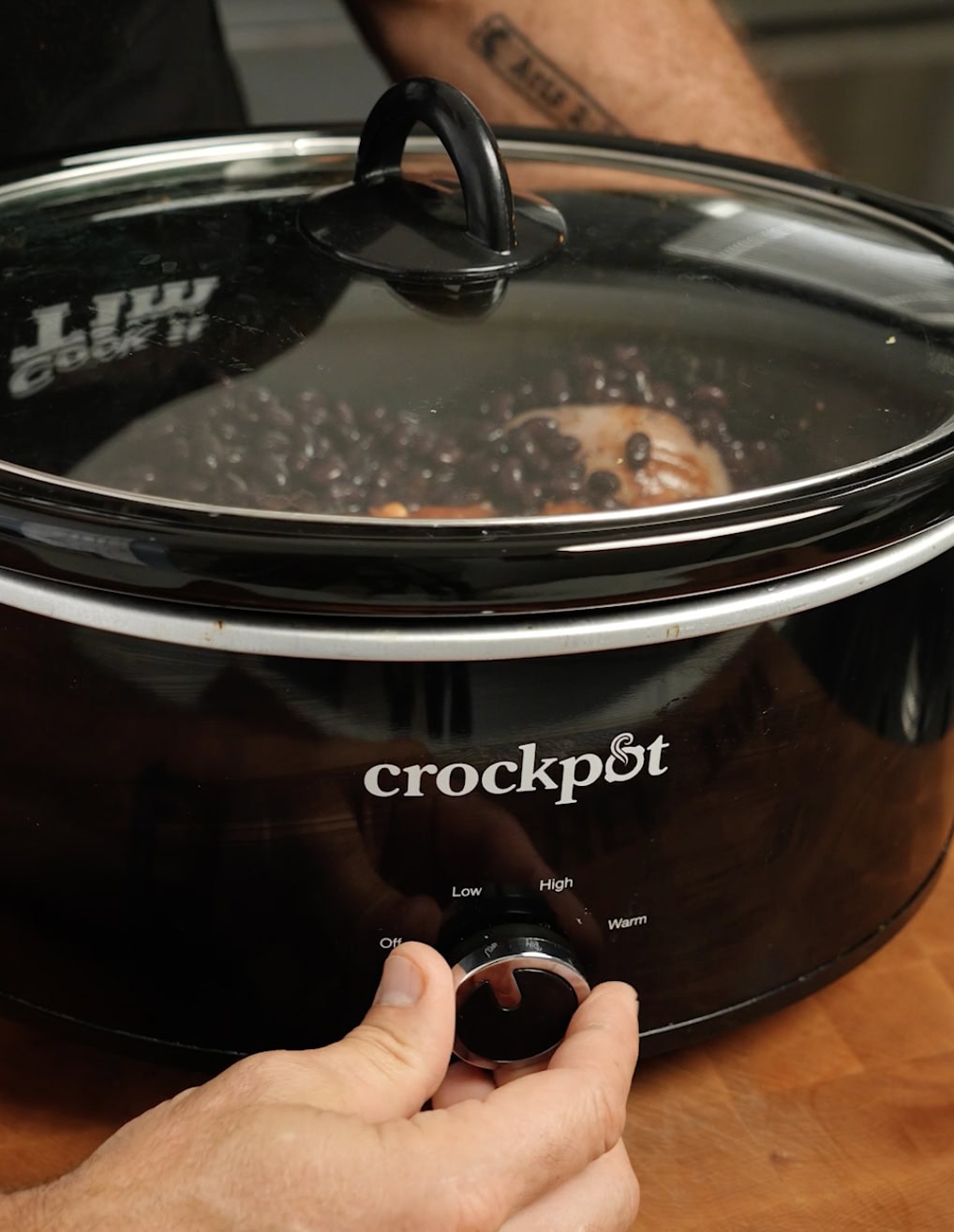 Crockpot set on low.