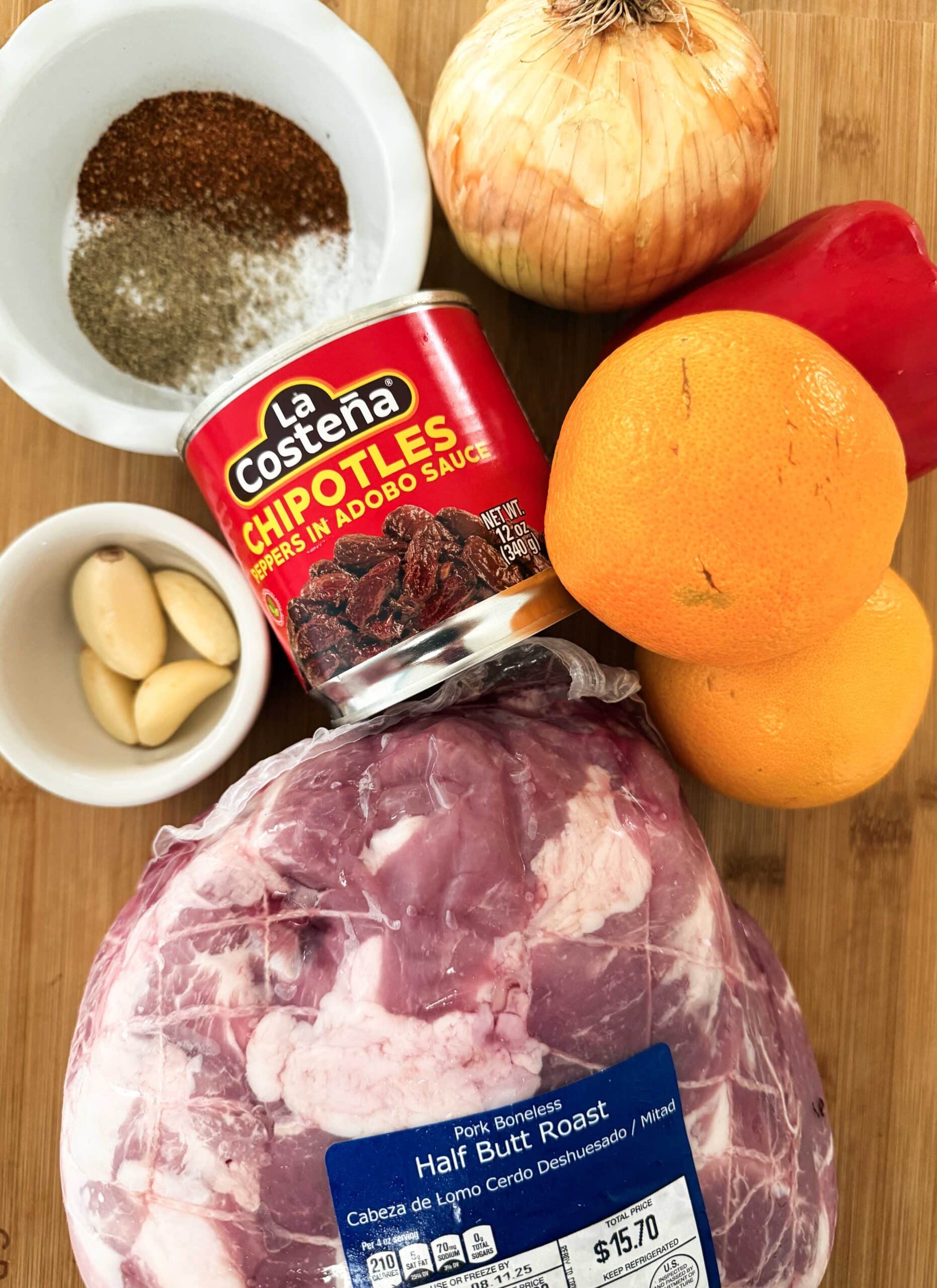 Ingredients for pork carnitas.