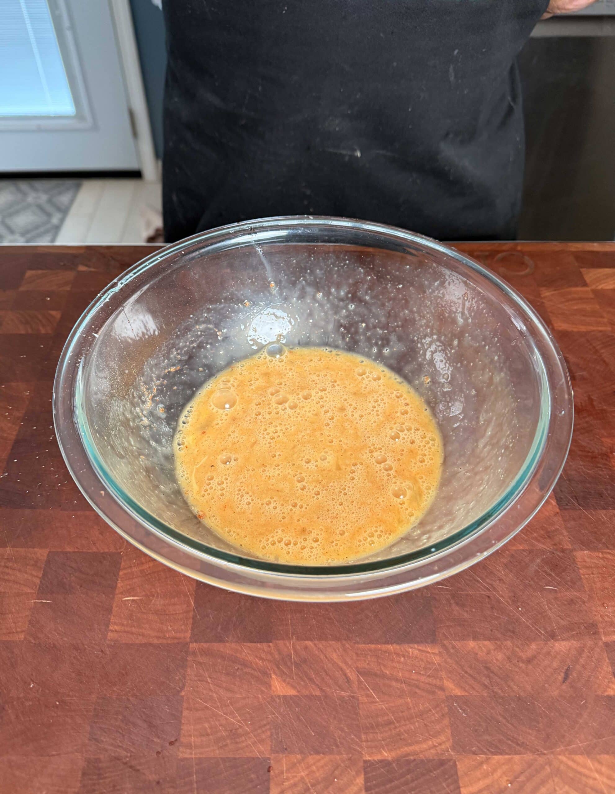 Scrambled eggs in a bowl.