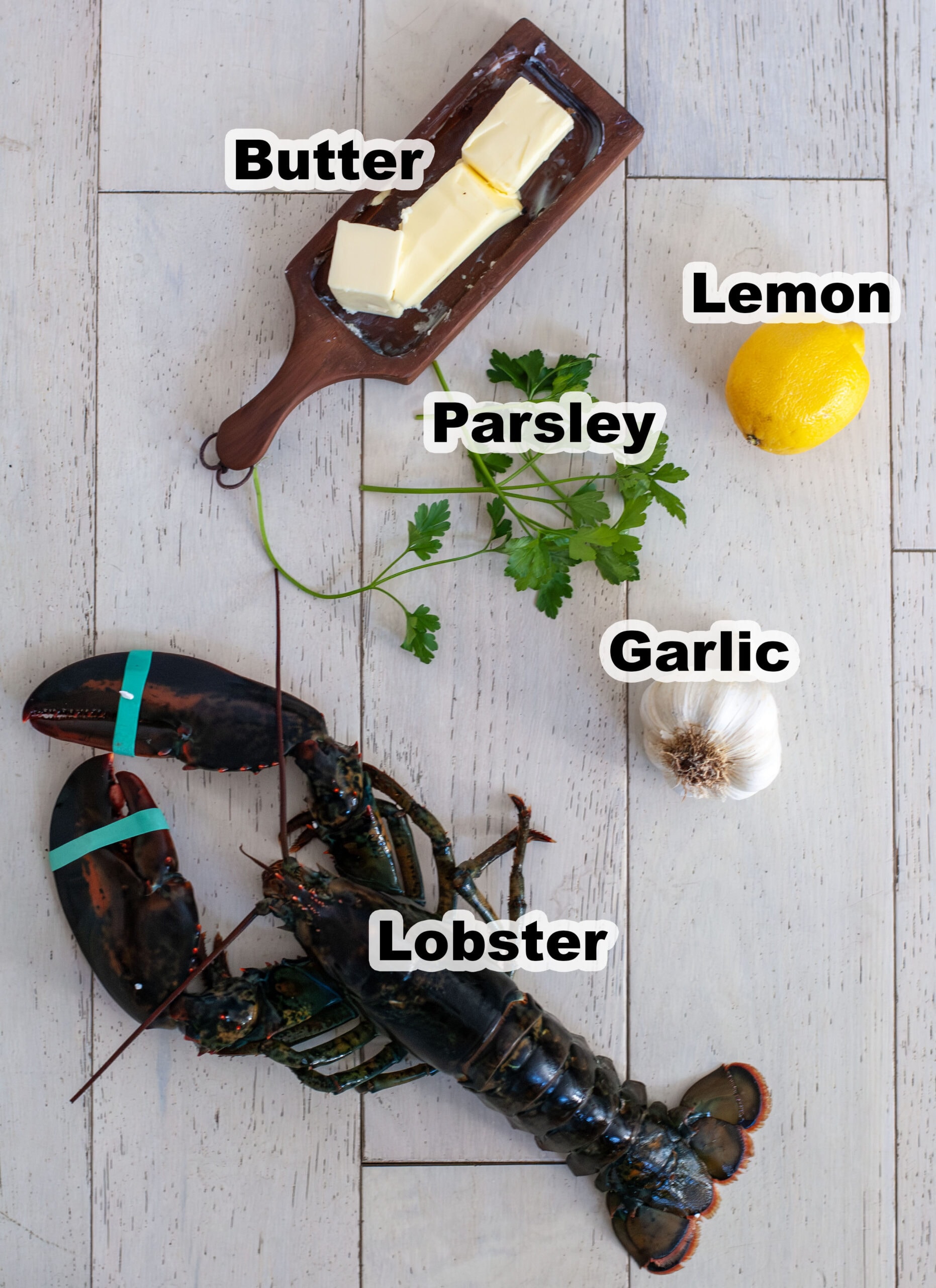Ingredients measured out for grilling lobster.