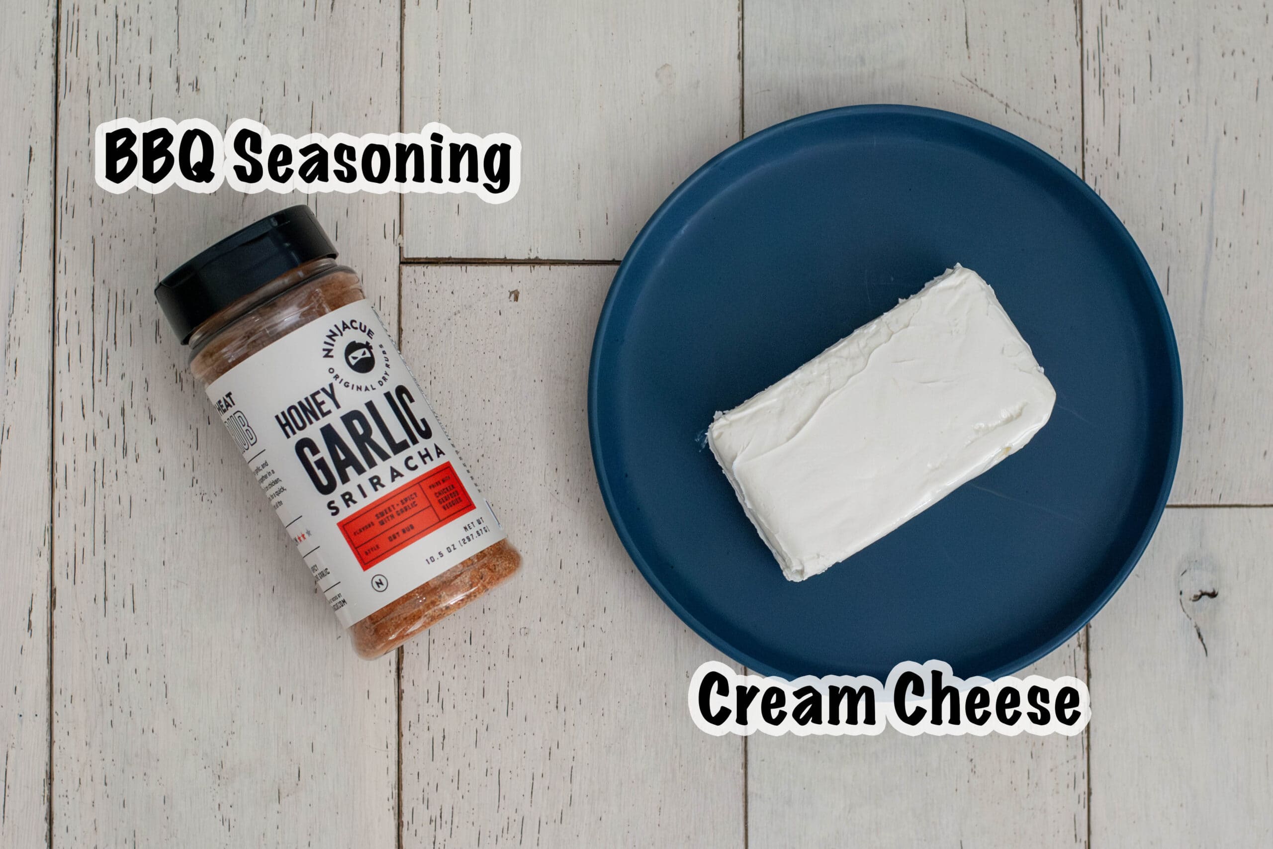 Seasoning and Cream Cheese on a plate.